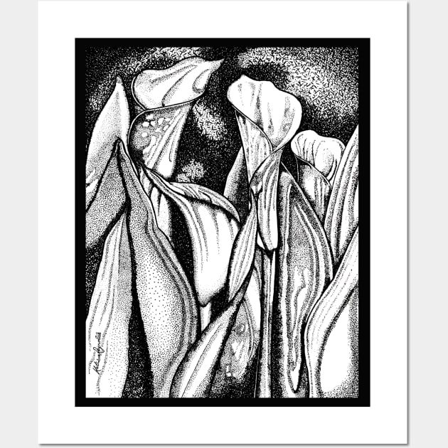 Black and White Lilys Wall Art by KatareyDesigns